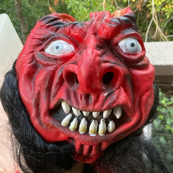 COPY - Silicone red devil face with long hair halloween costume party - Picture 1 of 11